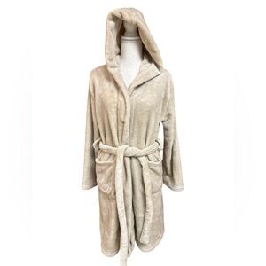 Summer & Rose Tan Soft Plush Comfy Hooded Robe Belted Pockets XS/S/M & L/XL
